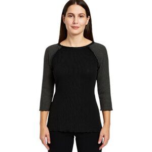 Soft Surroundings Small Grey Crepe Thermal 3/4  Sleeve Top